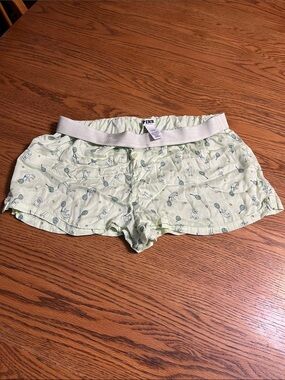 Satin Pink Victoria’s Secret satiny boxer shorts with dogs and tennis